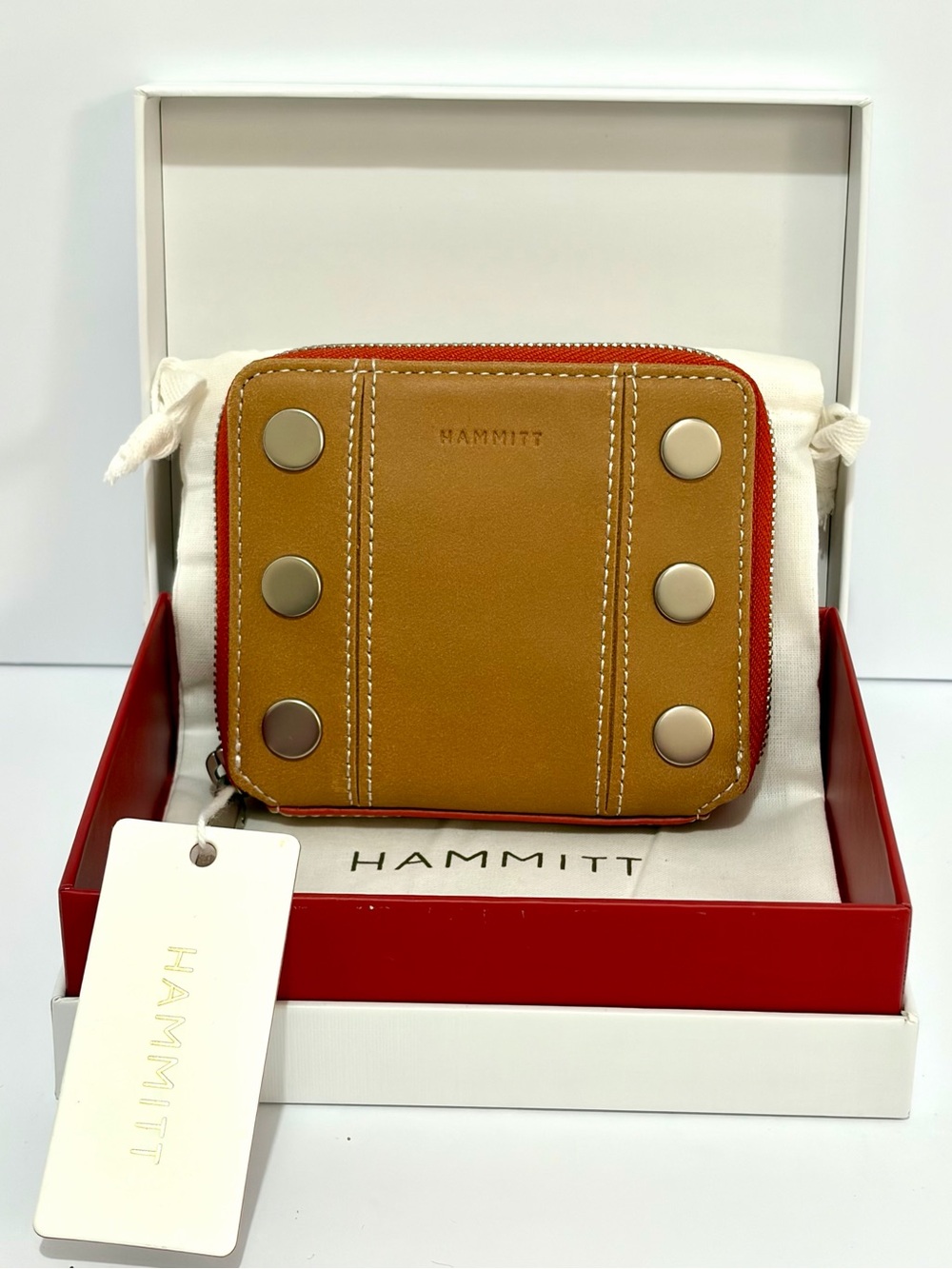 Hammitt 5 North Compact Wallet In Croissant 🥐 Tan/Brushed Silver NWT!!!